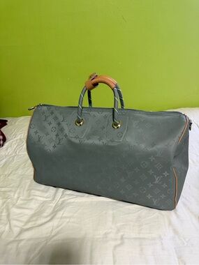 LOUIS VUITTON Monogram Titanium Keepall Bandouliere 50 Boston Bag
